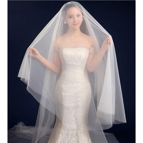 Black White Ivory Wedding Veils For Bride Veil Bridal Accessories 1.5M 1Tier Custom Made Length