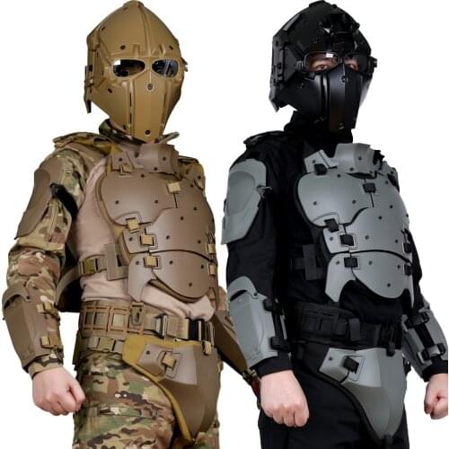 Tactical Armor With Protective Vest Elbow Breastplate Crotch Waist Seal Adjustable Waist Removable Armor for Airsoft Paintball