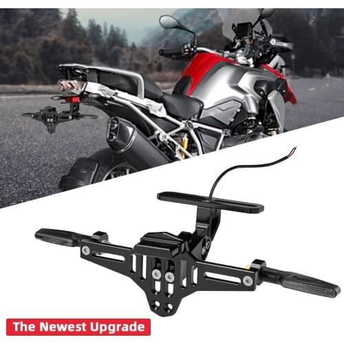 Universal CNC Motorcycle License Plate Holder With LED Light For Yamaha Tmax 530 Tmax 500 MT For R1200GS Motorcycle Accessories