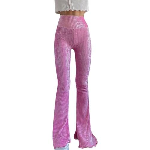 Women Corduroy Long Pants 2021 New Spring Autumn Womens Solid Color High Waist Long Ribbed Pants Ladies Fashion Slim Trousers