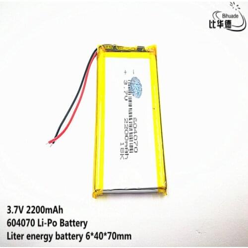 10pcs Liter energy battery Good Qulity 3.7V,2200mAH 604070 Polymer lithium ion / Li-ion battery for tablet pc BANK,GPS,mp3,mp4