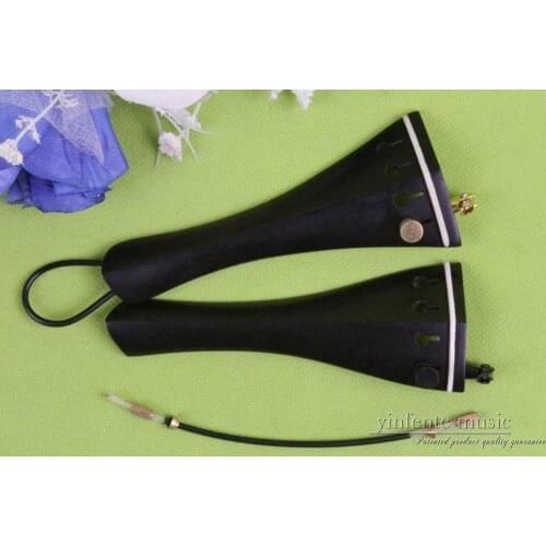 2pcs 4/4 violin parts tailpiece ebony Hill Shape Bone Inlaid Tuner tail gut