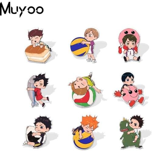 2021 New Arrival Anime Haikyu!! Kawaii Volleyball Boys Foods Cosplay Handcraft Epoxy Acrylic Lapel Pins Clothing Pins