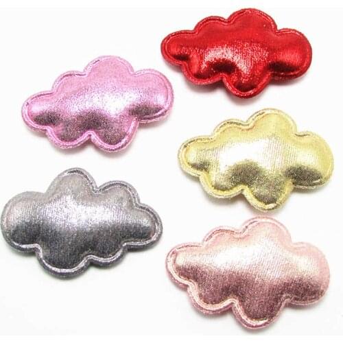 Multicolors Pu Cloud Shape Patches 40pcs 5.5*3.5cm Padded Felt Appliques Hair Hat Decorative Ornament