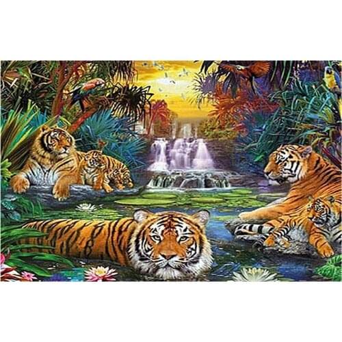 5D DIY Diamond Painting Tiger Mosaic Cross Stitch Full Round Drill Diamond Embroidery Sticker Decor Paintings Animals SSYP-172