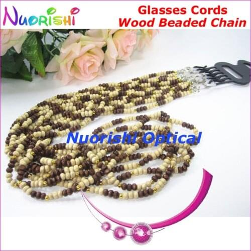 6pcs Nice Wood Beaded Eyeglass Sunglasses Eyewear Spectacle Chain Cords Lanyard free shipping L846