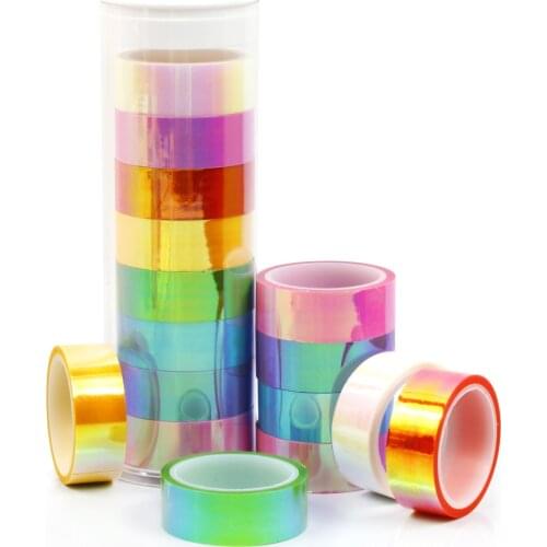 8Rolls/Lot Rainbow PP Tape Colorful Decorative Adhesive Tapes DIY Masking Sticky School Supplies School Stationery Office Tools