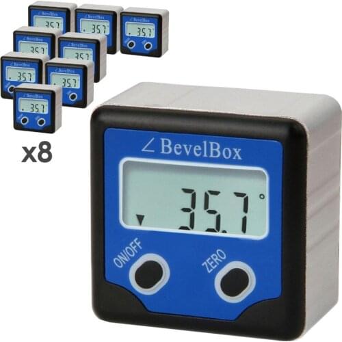 8 pieces x Digital Waterproof Bevel Box Gauge Angle Protractor Inclinometer w/ 3 Strong Disk Magnet 0.1degree Accuracy lot of 8