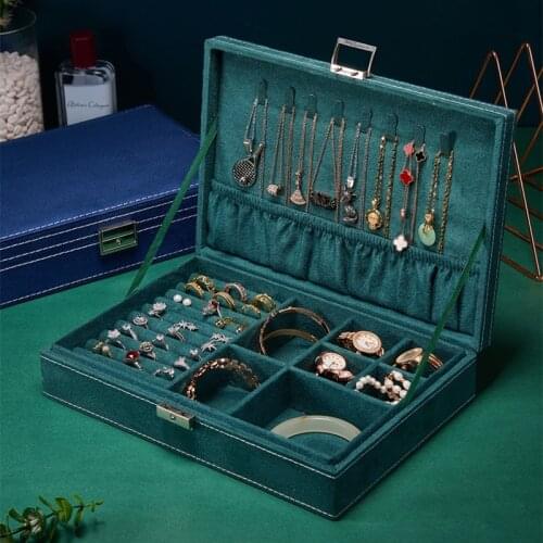 BLOONG New Velvet Jewelry Box Multi-Functional Earring Ring Necklace Storage Case Fashion Display Holder Women Gift