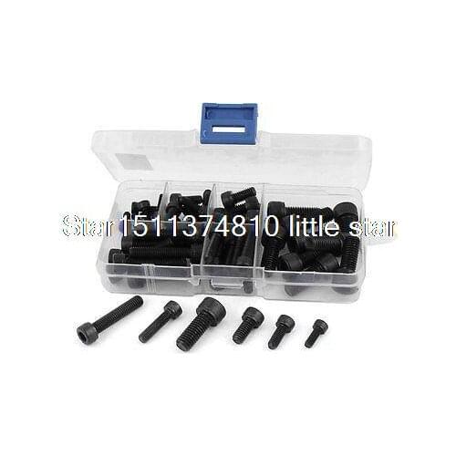 Airplane Part 5 Size Black Metal Hex Bolt Socket Cap Head Screw Set 60 Pcs