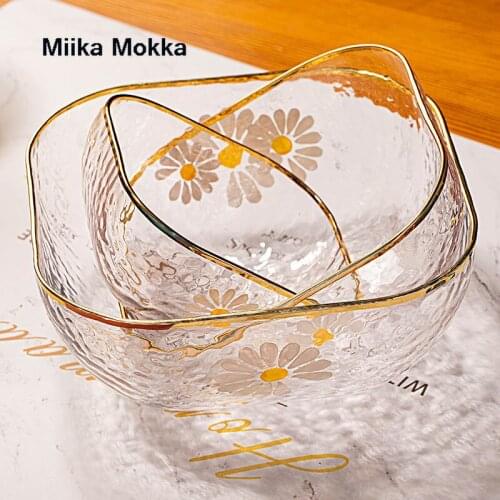 Home Square Phnom Penh Hammer Salad Bowl Big Creative Daisy Transparent Glass Dessert Bowl Set Kitchen Supplies