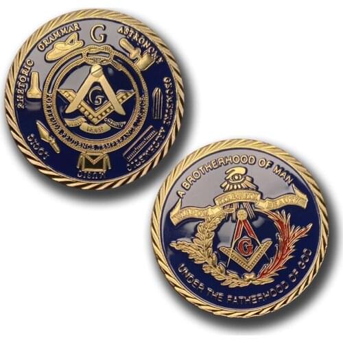 Euro Masonic Association Under A Brotherhood Of Man The Fatherhood Of God Gold Plated Token Challenge Commemorative Coin