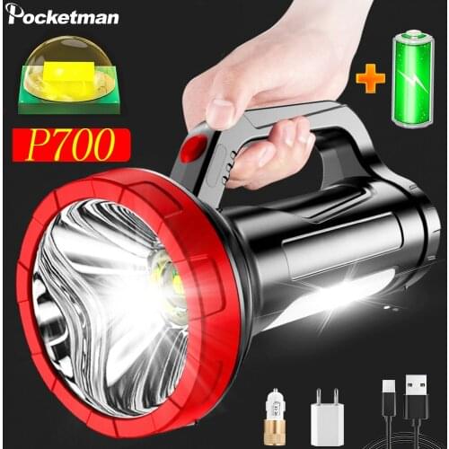80000LM High Power Flashlight Portable Searchlight USB Lamp Rechargeable Torch Long Range Work Light Waterproof Spotlight