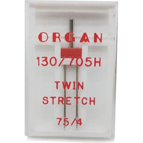 ORGAN Twin Stretch Needles 75/4 75/2.5 for Stretch Knitted Elastic Fabric Household Sewing Machine Universal Twin Needle 90 100