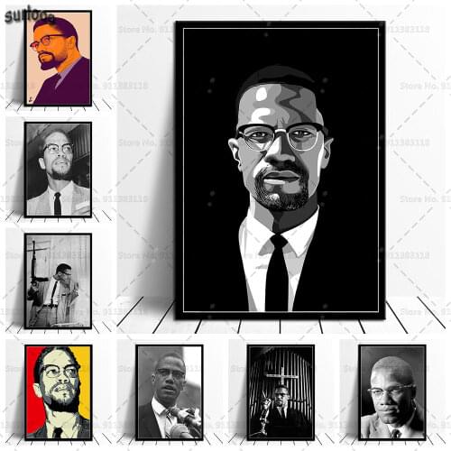 Malcolm X Portrait Poster Prints Wall Art Canvas Painting Poster Picture for Living Room Home Decoration