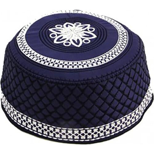 Patterned Skullcap-Malaysian Model Skullcap-Color Skullcap-Embroidered Skullcap-Navy Blue