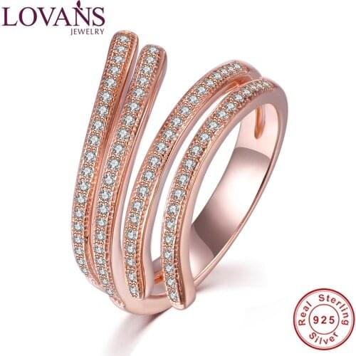 LOVANS Vintage 925 Sterling Silver Ring For Women AAA Zircon Crystal Gold Cold Finger Luxury Ring