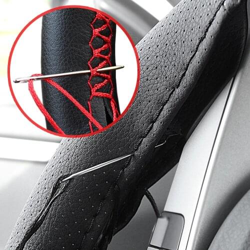 Car Leather Hand-stitched Car Steering Wheel Covers for HYUNDAI IX35 Solaris For Skoda Opel Mokka kia sportage for audi a4 volvo