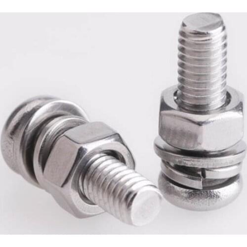M5m6m8m10 stainless steel 304 round head cross screw nut gasket set large spring washer combination 10Pcs