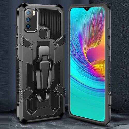 Metal Back Clip Armor Shockproof Fundas TPU Bumper Cover for Infinix Hot10 Hot 10 9 Play 10play 9play Case Stand Coque Shell