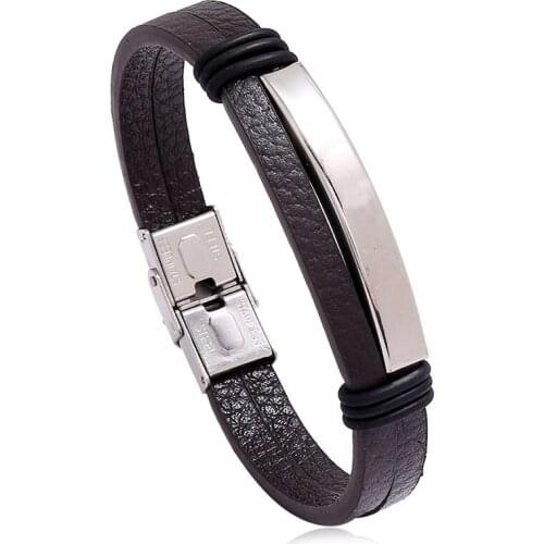 Jessingshow Trendy Leather Bracelets Men Stainless Steel Multilayer Braided Rope Bracelets for Male Female Bracelets Jewelry