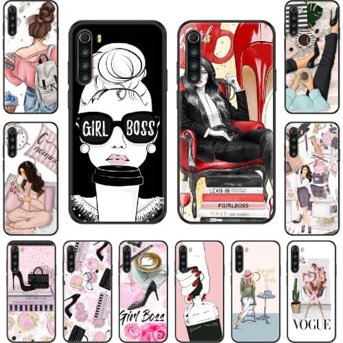 Girl Boss Fashion Phone case For Xiaomi Redmi Note S2 4 5 6 7 8 A S X Plus Pro black art cell cover soft shell painting funda