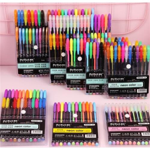 12/18/24/36/48 Colors Marker Set Glitter Gel Pen for Coloring Books Journals Drawing Painting Doodling Art Markers Supplies