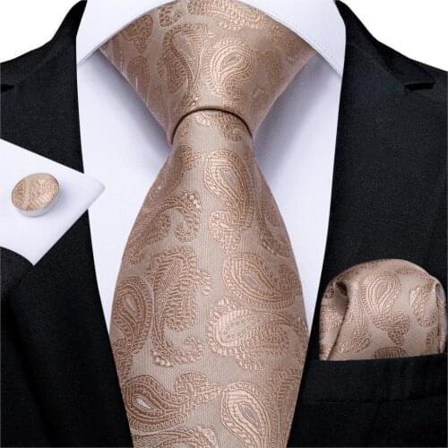 New Wedding Men Tie Champagne Paisley Fashion Design Tie For Men Business Party 8cm Dropshipping DiBanGu Groom Tie Kravat MJ7335