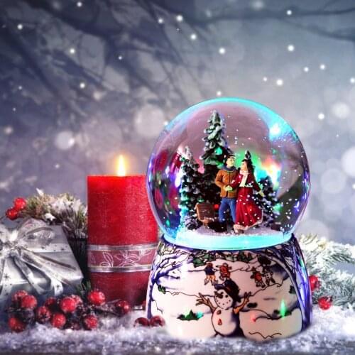Wholesale Crystal Ball Music Box Christmas Theme Snow Globe Music Box Musical Snow Globe Ornament Girl Birthday Gift Desk Decor