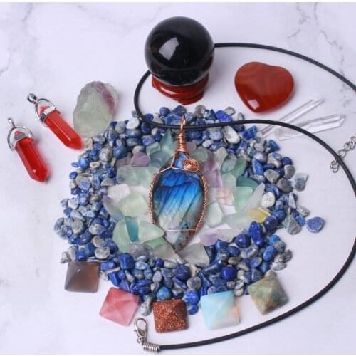 Colour crystal mixed Jewelry Necklace & Crystal Ball mineral specimen healing home office decoration 190-230g