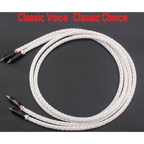 Pair Audiophile 8N 8AG OCC Silver-plated 16 Single Braided Power Amplifier Speaker Audio Signal Cable