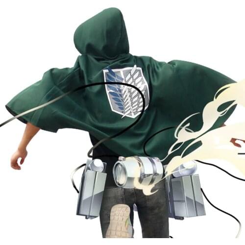 Attack On Titan Green Cloak Anime Cosplay Aren Levi Shingeki No Kyojin Hoodie Mikasa Cloak Scout Legion Coat Carnival Costume