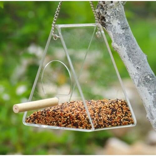 Bird Feeder Plastic Hanging Bird Food Container Transparent Outdoor Parrot Feeder Waterproof Bird Feeder Pet Supplies