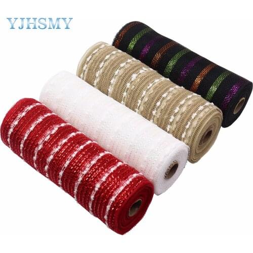 Christmas Poly Mesh Ribbon Deco Metallic Fall Mesh Metallic Foil White Red Green Mesh Rolls for DIY Christmas Project Wreaths