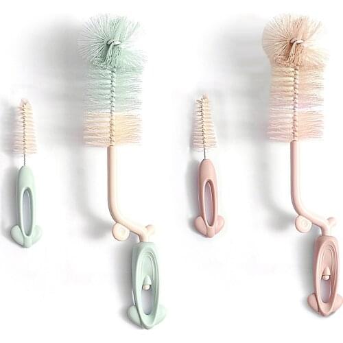 Food Grade Silicone Baby Bottle Brush 360 Degree Rotating Silicone Cleaning Brush Set Baby Feeding Nipple Cleaner