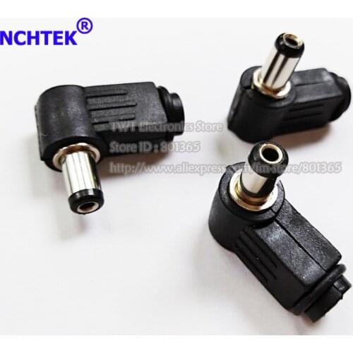 NCHTEK 90 degree Angled DC 5.5x2.1mm 5.5/2.1 Male Plug L Shaped DC Power Connectors Plastic/Free shipping/10PCS