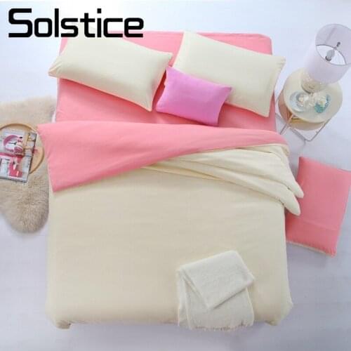 Solstice Home Textile King Twin Duvet Cover Pillowcase Bed Flat Sheet Solid Ivory-white Bedding Set Woman Teen Kid Girl Bedlinen