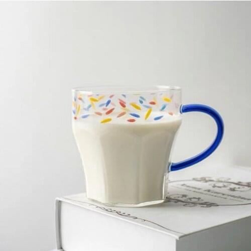 Glass Girl Heart Water Cup With Handle Microwave Oven Heat-Resistant Glass High Temperature Resistance iNS Style Korean