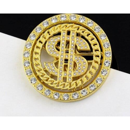 Hip Hop Bling Iced Out Mens Whirligig Spin Big Money US Dollar Rich Round Rotating Keychain 3D Clear Shell Accessory