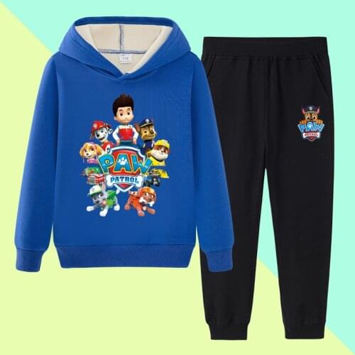 2021 Cartoon Cloth Pants Set Paw Patrol Hoodie Swearshirt Pants Marshall Sky Boy Girl Coat Jacket Pants Fashion Cotton Clothes