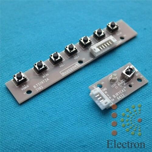 Universal 7 keys Keyboard Switch Controller Board with IR Receiver 45cm Cable for TV Monitor free shipping