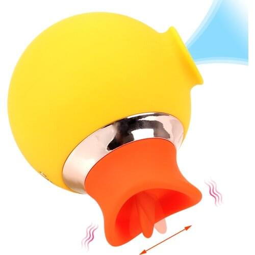 2 In 1 Vibration Sucking Vibrator Tongue Licking Nipple Sucker Sex Toys for Women Cute Duck 7 Modes Clitoris Stimulator