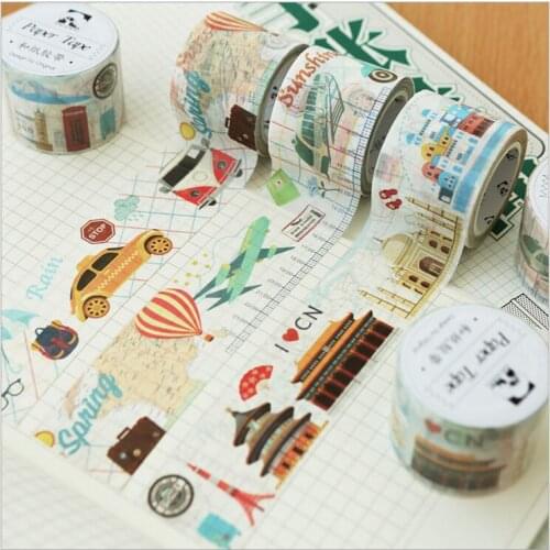 Vintage Travel Map Timeline Schedule retro ticket stamps postmark Japan Stores Washi tape DIY Planner Scrapbooking masking tape