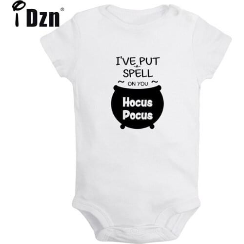 I've Put a Spell On You Hocus Pocus Cute Bodysuit Funny Letter Printed Clothing Baby Boy Rompers Baby Girl Short Sleeve Jumpsuit