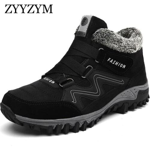 ZYYZYM Men Boots Winter With Fur 2020 Warm Snow Boots Men Winter Boots Men Footwear Fashion Rubber Ankle Shoes Plus Size 39-46