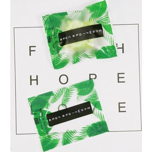 100pcs/lot Full of life Green leaf Frosted Snowflake Crispy Cookie Packaging Bag Household Weekend Afternoon Tea Soap Poly Bag