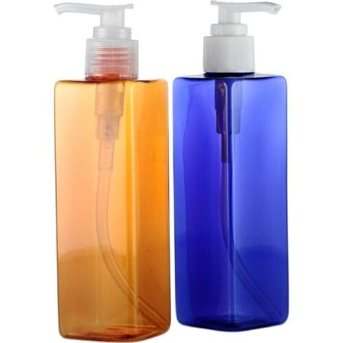 250ML X 30 Empty Lotion Shampoo Square Bottle With Black White Transparent Pump Plastic Cosmetic Bottle Packaging Container