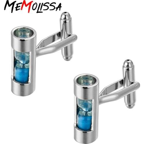 MeMolissa 3 pairs Silver Round Sky blue Hourglass Cufflinks Buttons Geometric Wedding Cufflink French Grooms Shirt Brand