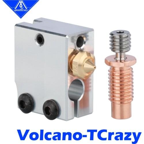 Mellow 3D Printer V6-TCrazy Bimetal Heat Break+Volcano Heater Block+Volcano Nozzle For E3D J-Head HOTEND Titan Aero BMG Wind