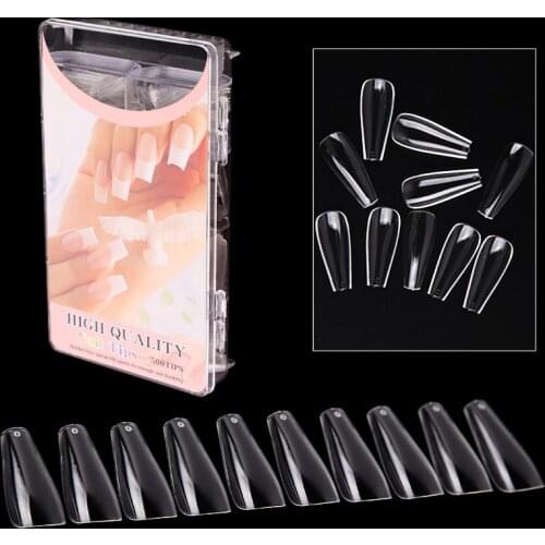500Pcs/box ABS Plastic Nature Transparent Clear False Artificial Nail Coffin Tip Half Cover Nail Tips Fake Cover 10 Sizes DIY